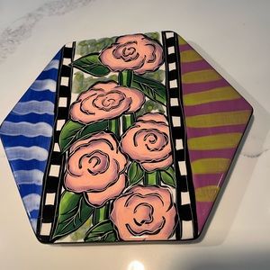 Prospero design works decorative plate.  6 sided plate has beautiful colors!